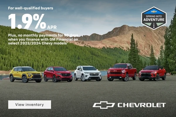 1.9% APR plus No Monthly Payment for 90 days with GM Financial